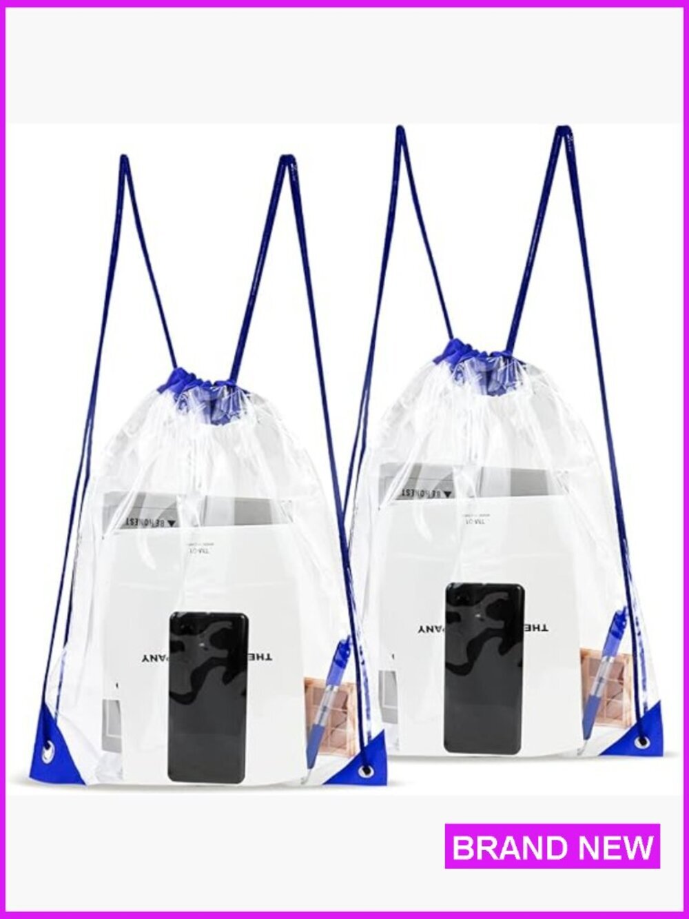 2 Pcs Drawstring Backpack Set Lightweight Waterproof Clear Backpack For Gym